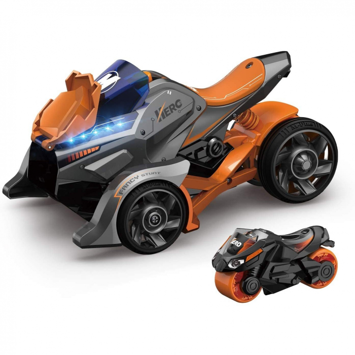 Jucarie pentru copii, masina cu extensie de motocicleta 2 in 1, portocalie [4]