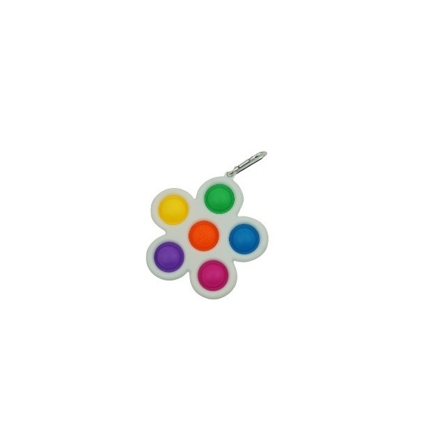 Jucarie Push Pop Bubble Fidget, Pop It, breloc antistres, Floare, Multicolor/Alb [1]