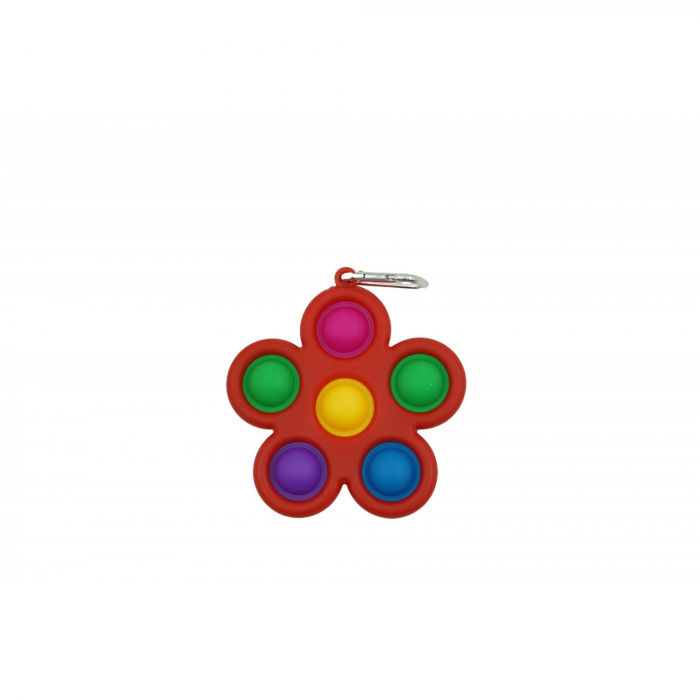 Jucarie Push Pop Bubble Fidget, Pop It, breloc antistres, Floare, Multicolor/Rosu [1]