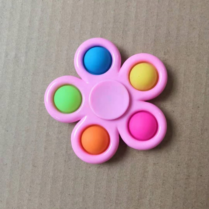 Jucarie Push Pop Bubble Fidget, Pop It, breloc antistres, Floare, Multicolor/Roz [4]