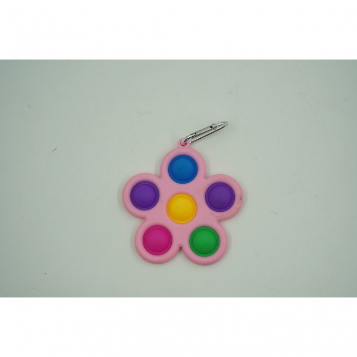Jucarie Push Pop Bubble Fidget, Pop It, breloc antistres, Floare, Multicolor/Roz [2]