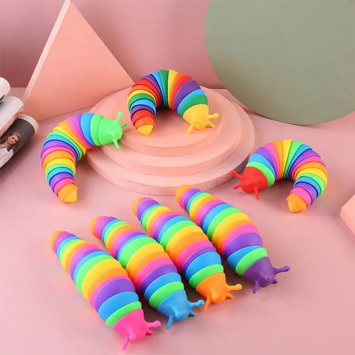 Jucarie Senzoriala Antistres, Flippy, Fidget Toys, Omida Curcubeu, 18.6 cm, Functie de Luminat, +3 Ani, Multicolor [8]