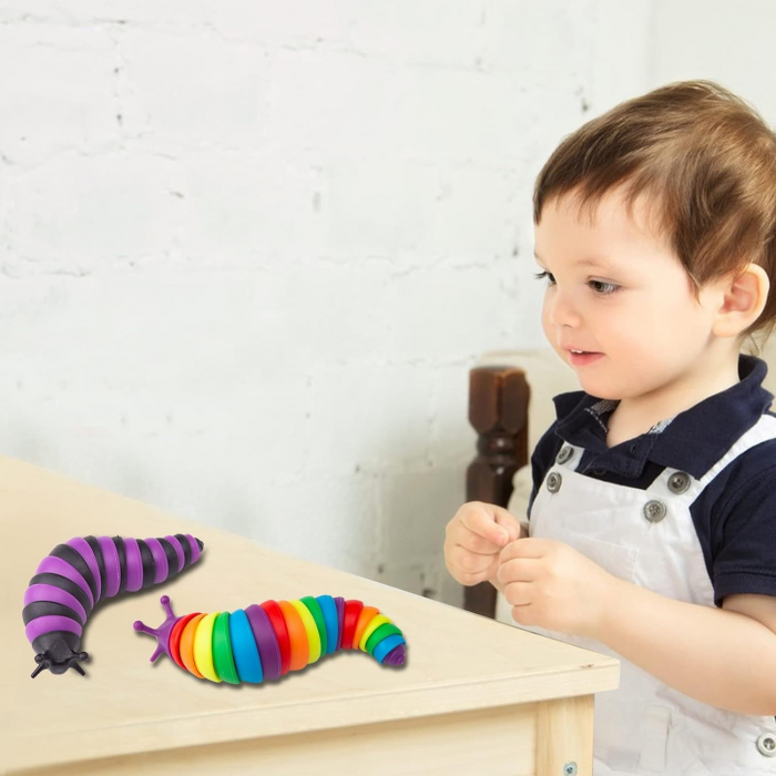 Jucarie Senzoriala Antistres, Flippy, Fidget Toys, Omida Curcubeu, 18.6 cm, Functie de Luminat, +3 Ani, Multicolor [5]