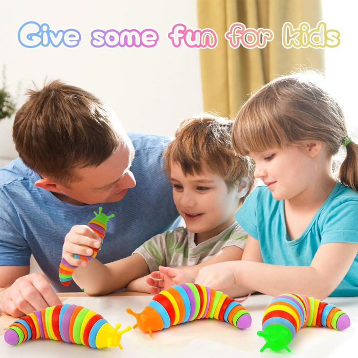 Jucarie Senzoriala Antistres, Flippy, Fidget Toys, Omida Curcubeu, 18.6 cm, Functie de Luminat, +3 Ani, Multicolor [2]