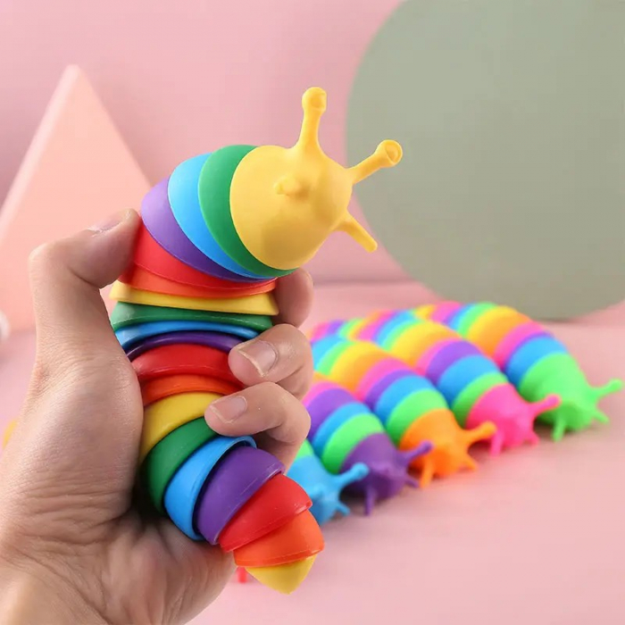 Jucarie Senzoriala Antistres, Flippy, Fidget Toys, Omida Curcubeu, 18.6 cm, Functie de Luminat, +3 Ani, Multicolor [9]