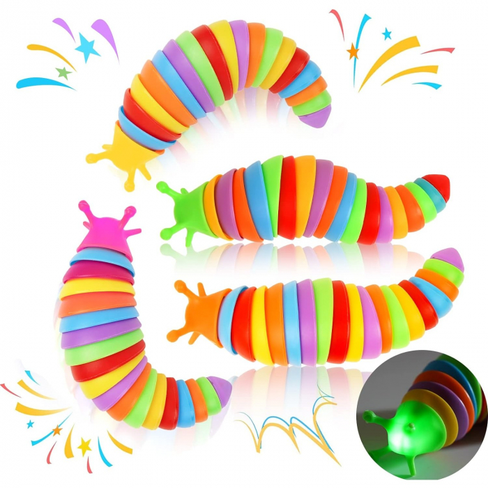 Jucarie Senzoriala Antistres, Flippy, Fidget Toys, Omida Curcubeu, 18.6 cm, Functie de Luminat, +3 Ani, Multicolor [4]