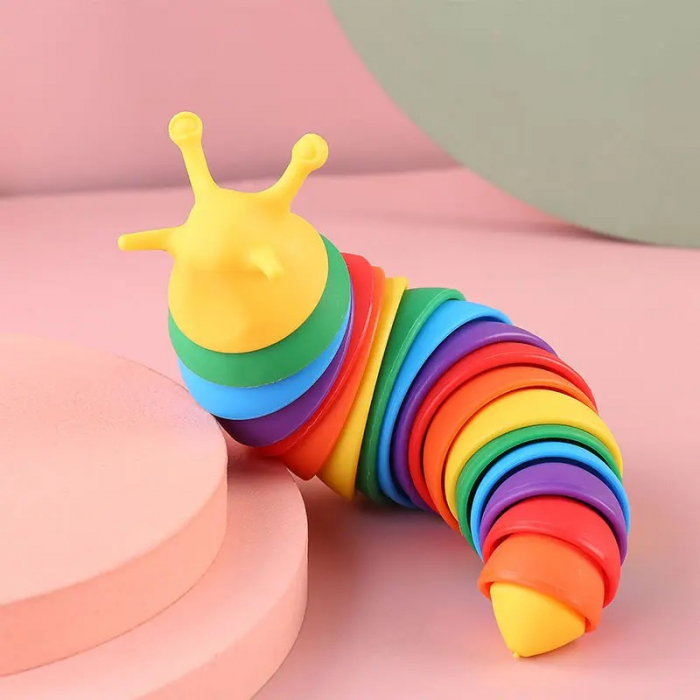 Jucarie Senzoriala Antistres, Flippy, Fidget Toys, Omida Curcubeu, 18.6 cm, Functie de Luminat, +3 Ani, Multicolor [10]