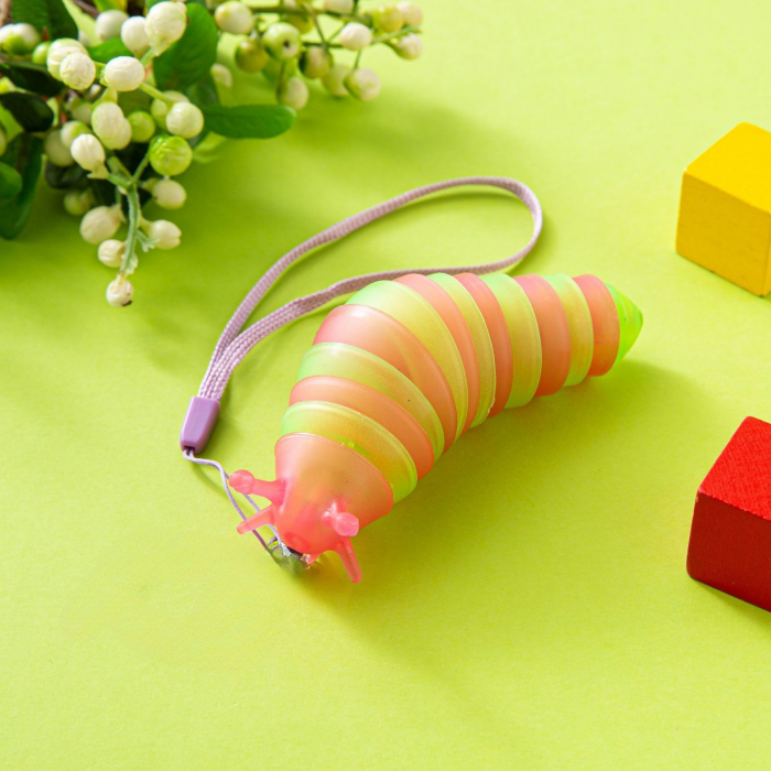 Jucarie Senzoriala Antistres, Flippy, Fidget Toys, Omida Tip Breloc, 11 cm, +3 Ani, Roz/Verde [2]