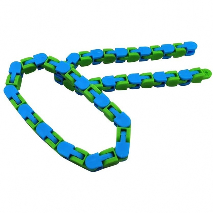 Jucărie Senzorială Antistres Flippy - Puzzle de Îmbinat Tip Șarpe, 24 Piese, +3 Ani, Verde/Albastru [2]