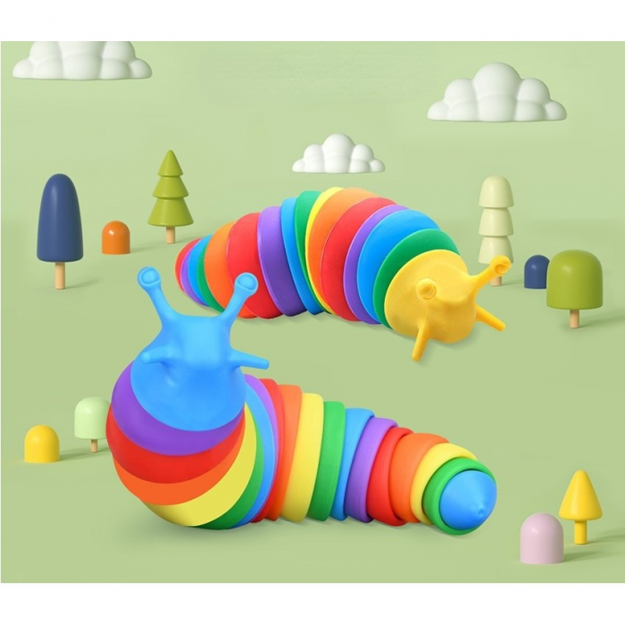 Jucarie senzoriala pentru copii, Flippy, melc, cu articulatii si lumini, 19 cm, multicolor [2]