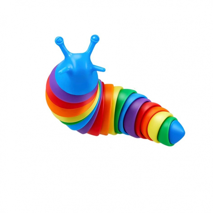Jucarie senzoriala pentru copii, Flippy, melc, cu articulatii si lumini, 19 cm, multicolor [1]