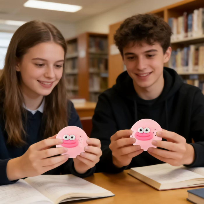 Jucarie Senzoriala Squishy, Flippy, Model Gogoasa cu Ochi Mari, 1 Bucata, Textura Ultra-Densa, Jucarie Antistres pentru Copii si Adulti, Efect Calmant cu Revenire Lenta, 9 cm, Roz [5]