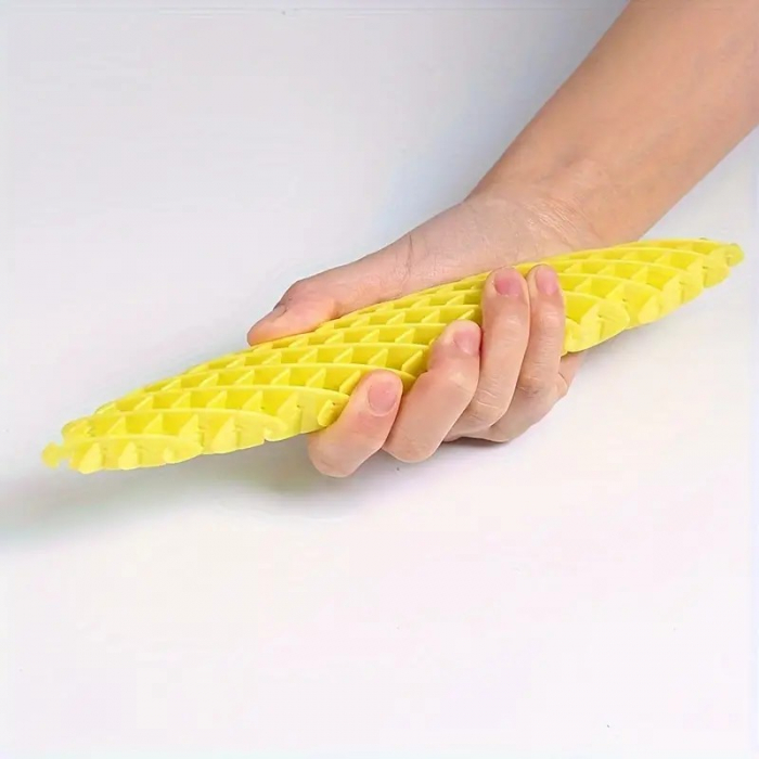 Jucarie Worm Fidget de Decompresie, Flippy, Anti Stres, Dimensiune Compacta 10 cm, Dimensiune Extinsa 24.5 cm, Galben [2]