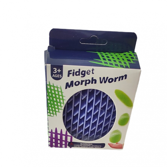 Jucarie Worm Fidget de Decompresie, Flippy, Anti Stres, Dimensiune Compacta 10 cm, Dimensiune Extinsa 24.5 cm, Mov [3]