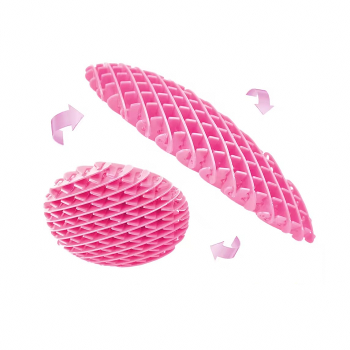 Jucarie Worm Fidget de Decompresie, Flippy, Anti Stres, Dimensiune Compacta 10 cm, Dimensiune Extinsa 24.5 cm, Roz [6]