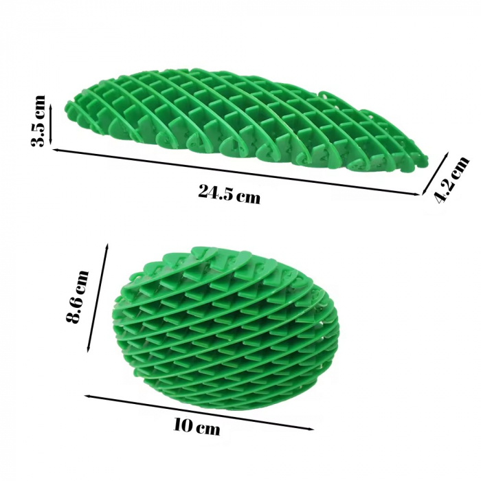 Jucarie Worm Fidget de Decompresie, Flippy, Anti Stres, Dimensiune Compacta 10 cm, Dimensiune Extinsa 24.5 cm, Verde [2]