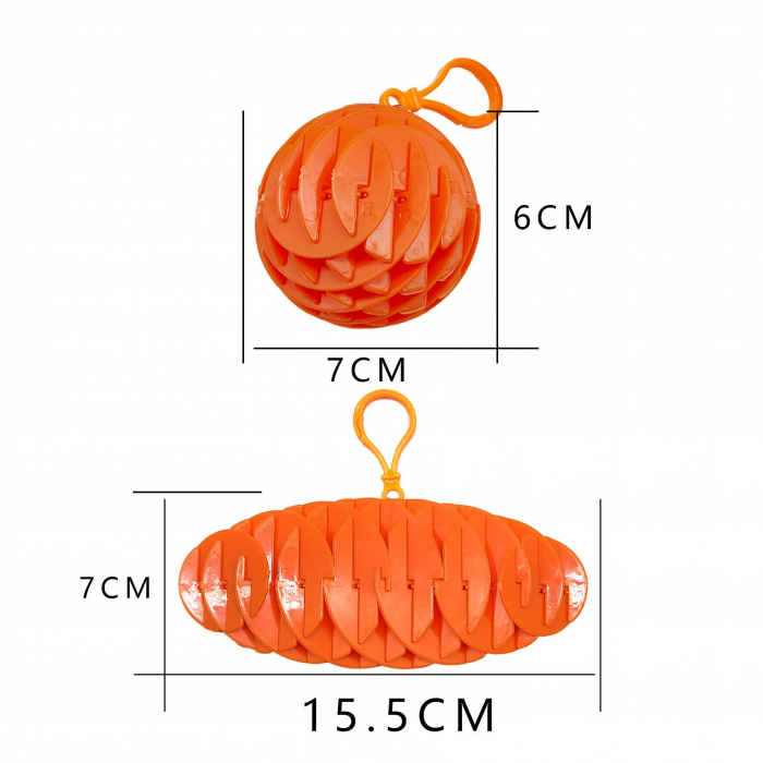 Jucarie Worm Fidget de Decompresie, Flippy, Anti Stres, Dimensiune Compacta 6 cm, Dimensiune Extinsa 15.5 cm, Portocaliu [4]