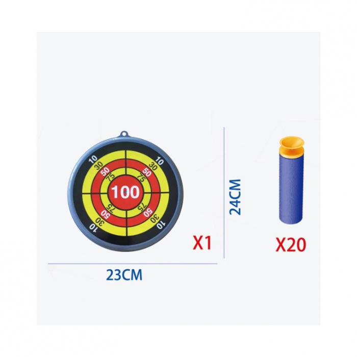 Jucaruie cu Lansator pentru Copii, Flippy, Lanseaza Manual, Tinta, Avion, 20 de Gloante din Material Moale, Joc Interactiv, 24x23.5x6.3 cm, Gri [3]