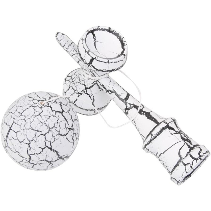 Kendama Crack, Flippy, din Lemn, 18 cm, +14 Ani, Diametru Bila 6 cm, Model Crapat, Alb [3]