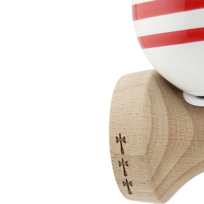 Kendama X Originala CHICANOS, Profesionala, Flippy, Cupe Mari KING SIZE V3, Super Sticky, Gaura in Baza, Rulment Metalic, din lemn 18 cm, Ata 62/65 cm, Negru/Alb [7]