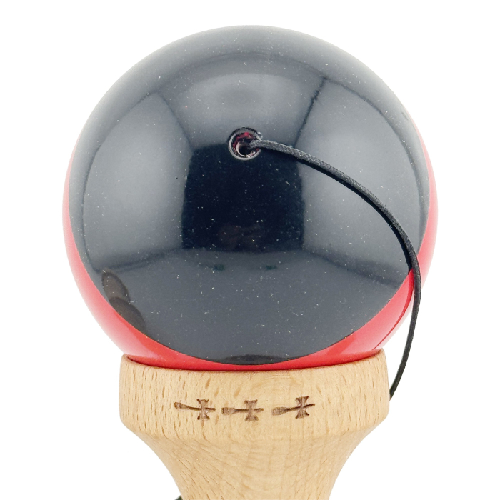 *LICHIDARE STOC* Kendama X Originala, Profesionala, Flippy, Big Cups V2, Super Sticky cu Cupe Mari, Rulment Metalic, din lemn 18 cm, Ata 55 cm, Negru/Rosu [9]