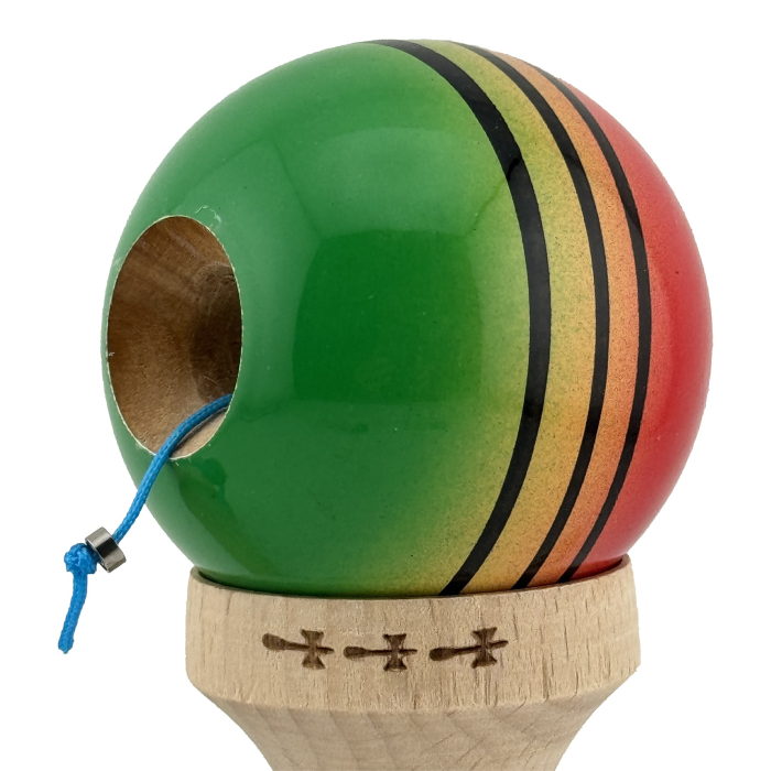 Kendama X Originala, Profesionala, Flippy, Big Cups V2, Super Sticky Legendary Cupe Mari, Rulment Metalic cu Ata 55 cm, Rosu/Galben/Verde [5]