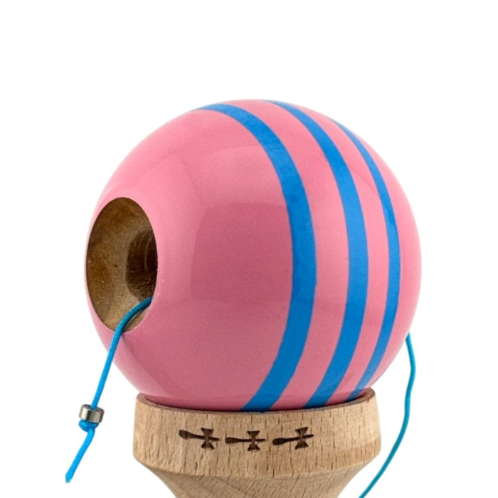 Kendama X Originala, Profesionala, Flippy, Big Cups V2, Super Sticky Legendary Cupe Mari, Rulment Metalic cu Ata 55 cm, Roz/Linii Albastre deschise [9]
