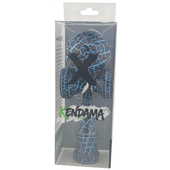 Kendama X Originala,  Profesionala, Flippy, Cracked, din Lemn, 18 cm,  Negru, Albastru [4]
