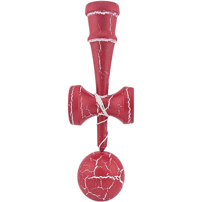 Kendama X Originala, Profesionala, Flippy, Cracked, din Lemn, 18 cm, Rosu/Alb [2]