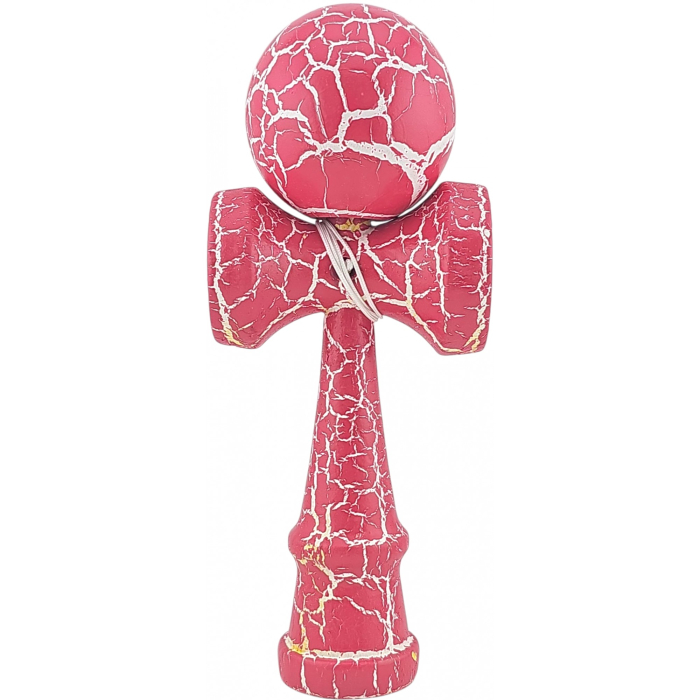 BF-Kendama X Originala, Profesionala, Flippy, Cracked, din Lemn, 18 cm, Roz Aprins/Alb [1]