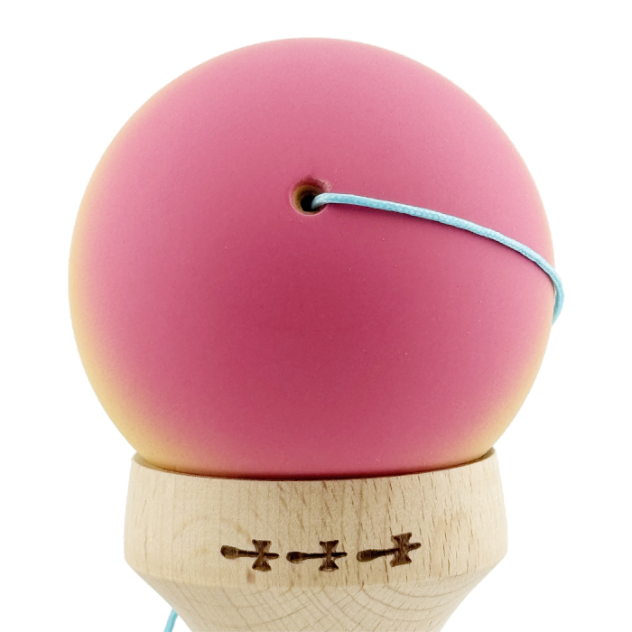 Kendama X Originala, Profesionala, Flippy, Cupe Mari KING SIZE V3, Rubber Grip, Gaura in Baza, Rulment Metalic, din lemn 18 cm, Ata 62/65 cm, Gradient Roz/Galben/Albastru deschis [9]