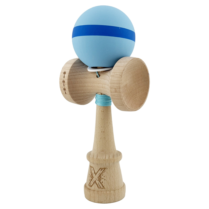 *LICHIDARE STOC* Kendama X Originala, Profesionala, Flippy, Cupe Mari KING SIZE V3, Rubber Grip, Gaura in Baza, Rulment Metalic, din lemn 18 cm, Ata 62/65 cm, M Bleu/Albastru/Bleu [3]