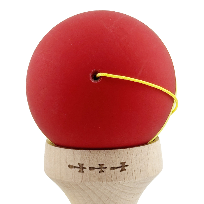 Kendama X Originala, Profesionala, Flippy, Cupe Mari KING SIZE V3, Rubber Grip, Gaura in Baza, Rulment Metalic, din lemn 18 cm, Ata 62/65 cm, M Rosu/Galben/Negru [10]