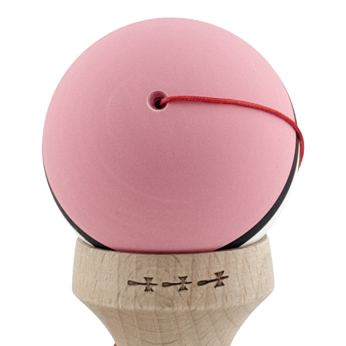 Kendama X Originala, Profesionala, Flippy, Cupe Mari KING SIZE V3, Rubber Grip, Gaura in Baza, Rulment Metalic, din lemn 18 cm, Ata 62/65 cm, S Bicolor Roz/Alb [10]