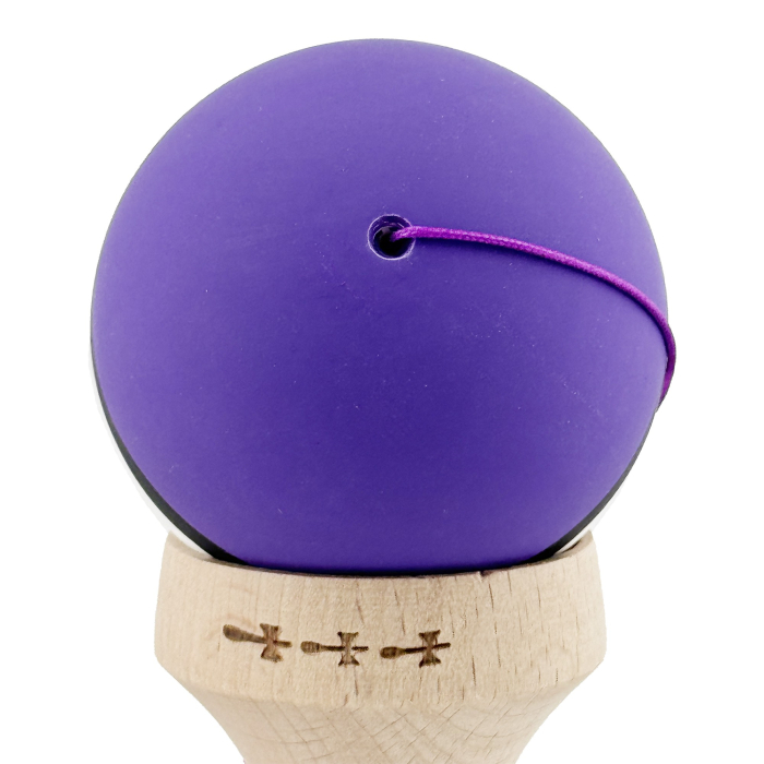 Kendama X Originala, Profesionala, Flippy, Cupe Mari KING SIZE V3, Rubber Grip, Gaura in Baza, Rulment Metalic, din lemn 18 cm, Ata 62/65 cm, S Bicolor Violet/Alb [10]
