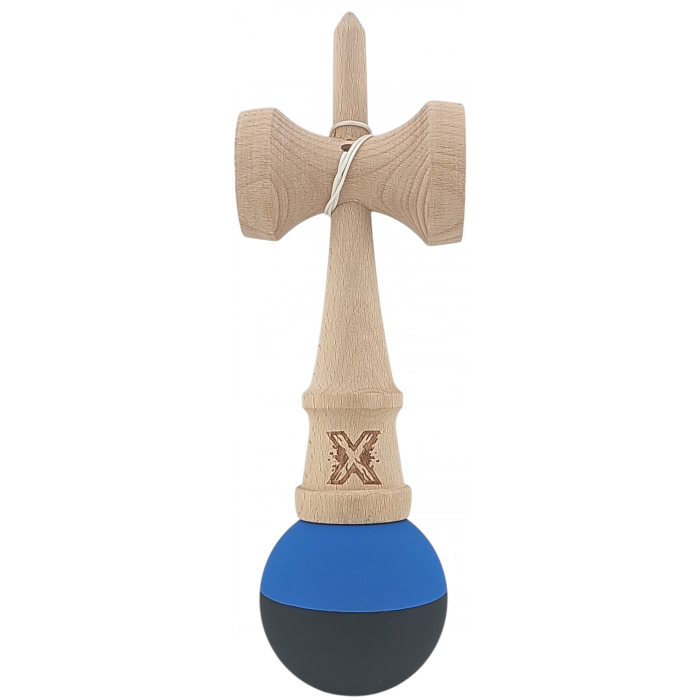 BF-Kendama X Originala, Profesionala, Flippy, din Lemn, Rubber Grip, 18 cm, Albastru/Negru [3]