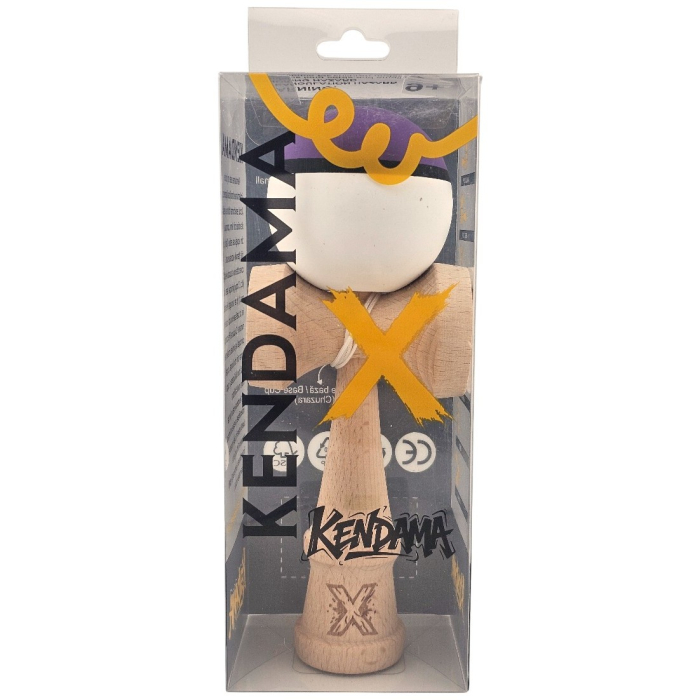 Kendama X Originala, Profesionala, Flippy, din Lemn, Rubber Grip, 18 cm, Mov/Negru/Alb [4]