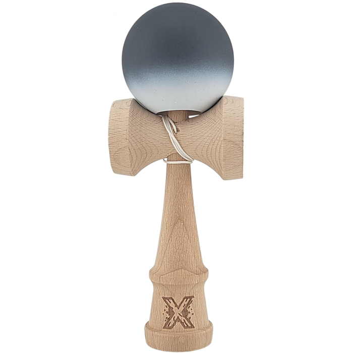 Kendama X Originala, Profesionala, Flippy, din Lemn, Rubber Grip, 18 cm, Negru/Alb [1]