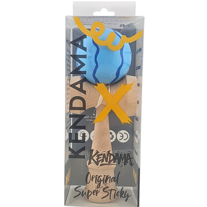 Kendama X Originala, Profesionala, Flippy, din Lemn, Super Sticky, 18 cm, Albastru [5]