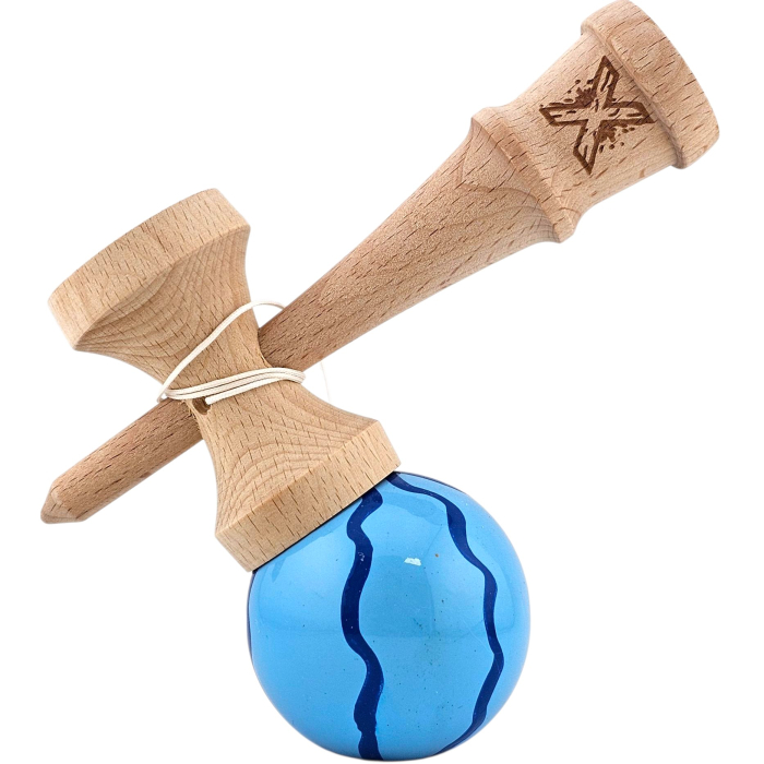 Kendama X Originala, Profesionala, Flippy, din Lemn, Super Sticky, 18 cm, Albastru [2]