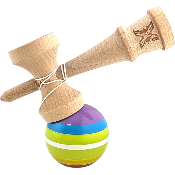 Kendama X Originala, Profesionala, Flippy, din Lemn, Super Sticky, 18 cm, Multicolor [4]