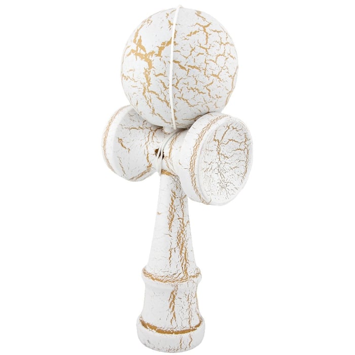 Kendama X Originala, Profesionala, Flippy, Kendama Cracked, din Lemn – 18 cm, Crack Crack Alb/Galben [2]