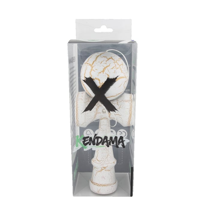 Kendama X Originala, Profesionala, Flippy, Kendama Cracked, din Lemn – 18 cm, Crack Crack Alb/Galben [3]