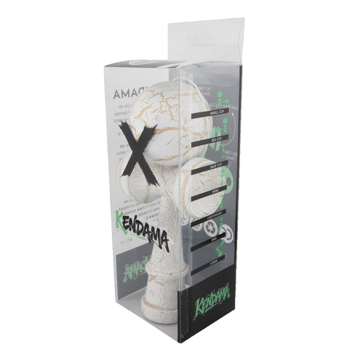 Kendama X Originala, Profesionala, Flippy, Kendama Cracked, din Lemn – 18 cm, Crack Crack Alb/Galben [4]