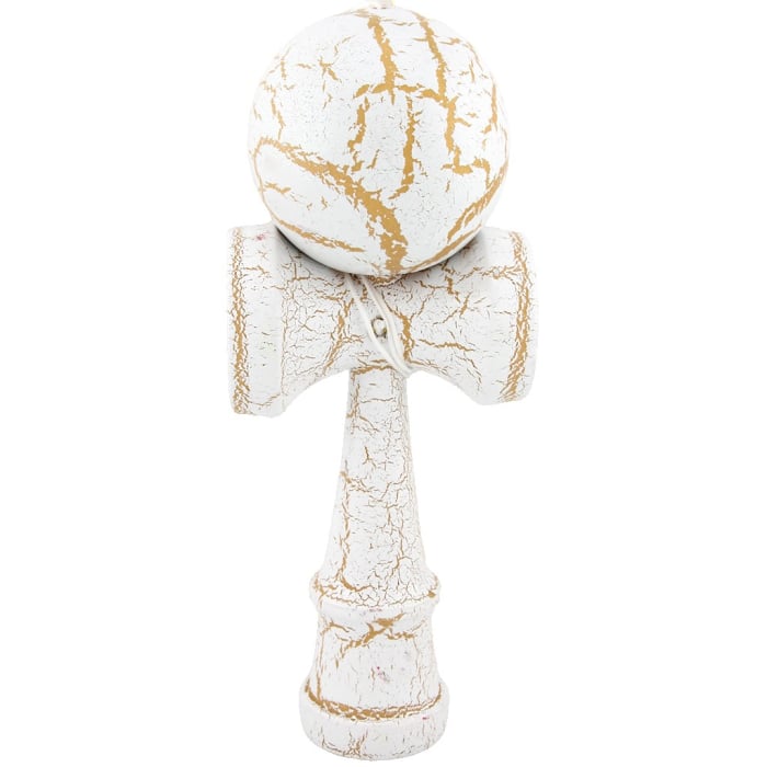 Kendama X Originala, Profesionala, Flippy, Kendama Cracked, din Lemn – 18 cm, Crack Crack Alb/Galben [1]