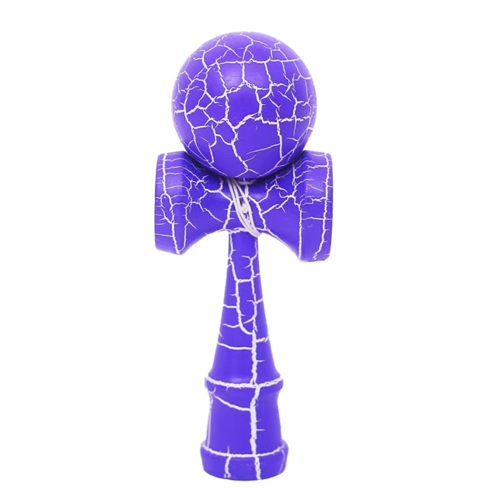 Kendama X Originala, Profesionala, Flippy, Kendama Cracked, din Lemn – 18 cm, Crack Mov/Alb [1]
