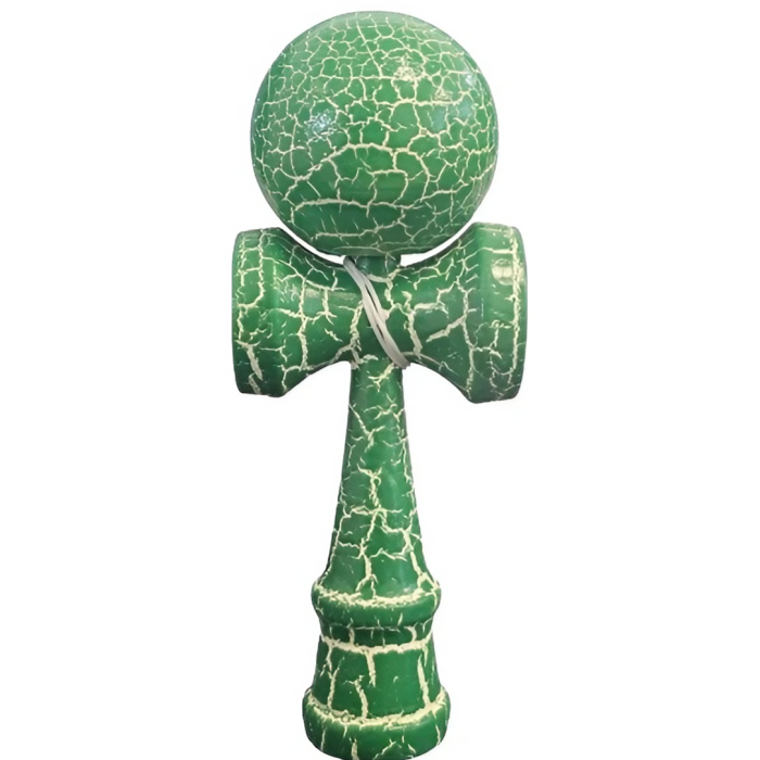 Kendama X Originala, Profesionala, Flippy, Kendama Cracked, din Lemn, 18 cm, Verde Alb [1]