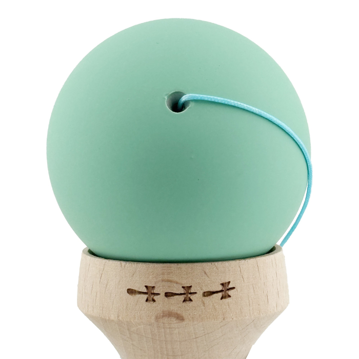 Kendama X Originala, Profesionala, Flippy, Rubber Grip, Cupe Mari KING SIZE V3, Gaura in Baza, Rulment Metalic, din lemn 18 cm, Ata 62/65 cm, Bicolor Turcoaz/Albastru inchis [10]