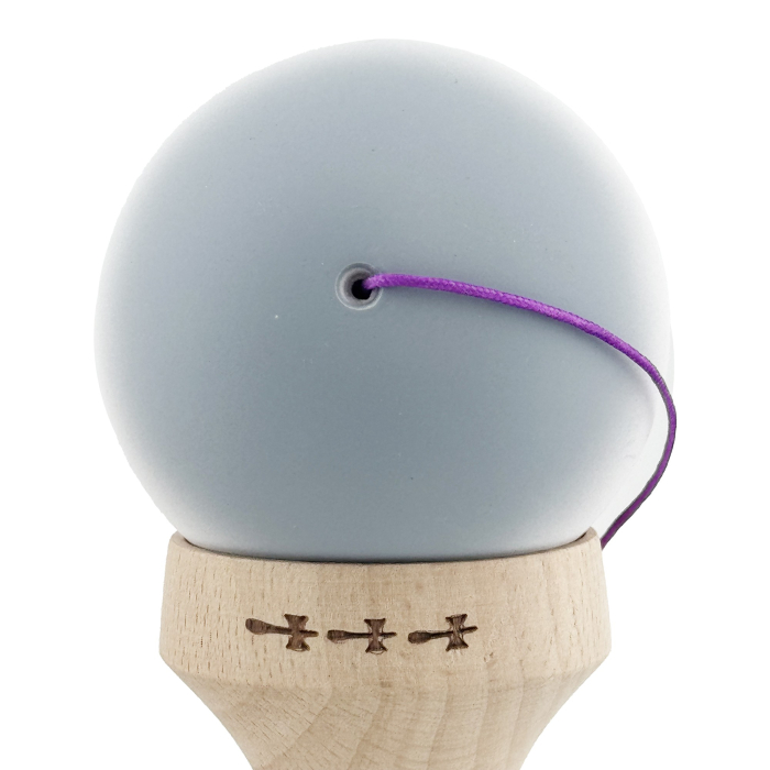 Kendama X Originala, Profesionala, Flippy, Rubber Grip, Cupe Mari KING SIZE V3, Gaura in Baza, Rulment Metalic, din lemn 18 cm, Ata 62/65 cm, Gradient Gri/Alb/Mov [10]