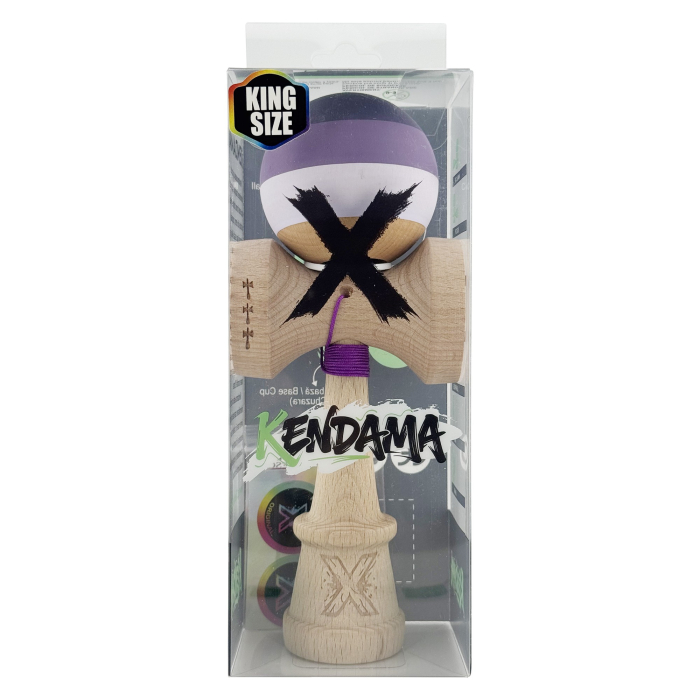 Kendama X Originala, Profesionala, Flippy, Rubber Grip, Cupe Mari KING SIZE V3, Gaura in Baza, Rulment Metalic, din lemn 18 cm, Ata 62/65 cm, Special Purpuriu/Mov/Lila [6]